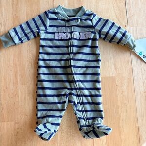NWT Child of Mine Newborn “Little Brother” Fleece Footed Sleeper OEKO-TEX